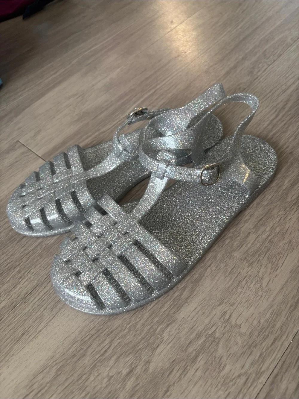 Old Navy Silver Glitter Jelly Sandals for Kids